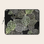 Elegant leaf skeleton foliage on black Laptop Sleeve Gallery Image 1