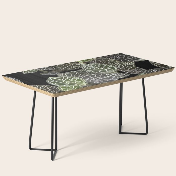 Elegant leaf skeleton foliage on black Coffee Table Gallery Image 1