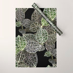 Elegant leaf skeleton foliage on black Wrapping Paper Gallery Image 1