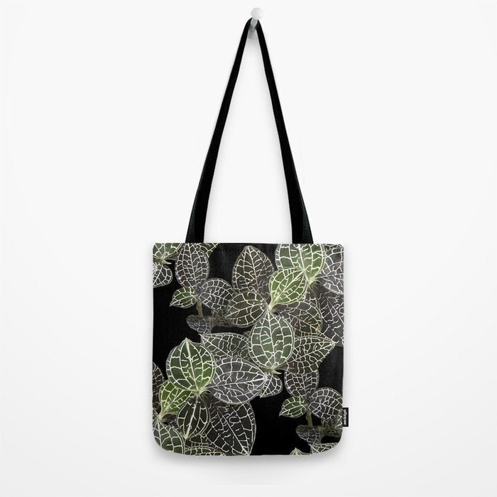 Elegant leaf skeleton foliage on black Tote Bag Gallery Image 2