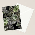 Elegant leaf skeleton foliage on black Stationery Card Gallery Image 2
