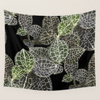 Elegant leaf skeleton foliage on black Wall Tapestry Gallery Image 4