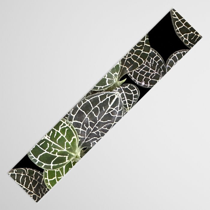 Elegant leaf skeleton foliage on black Table Runner Gallery Image 3