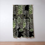 Elegant leaf skeleton foliage on black Window Curtain Gallery Image 3