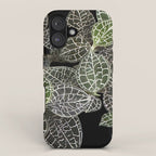 Elegant leaf skeleton foliage on black iPhone Case Gallery Image 1