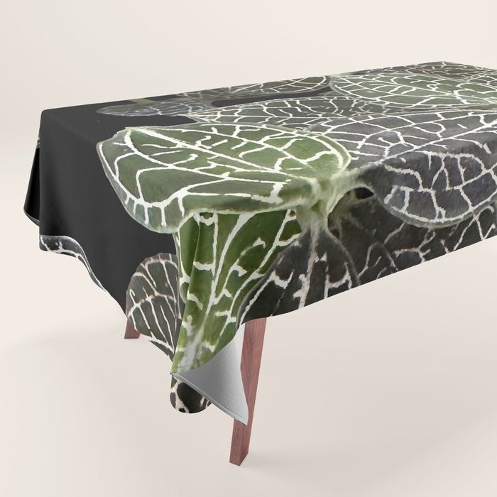 Elegant leaf skeleton foliage on black Tablecloth Gallery Image 1