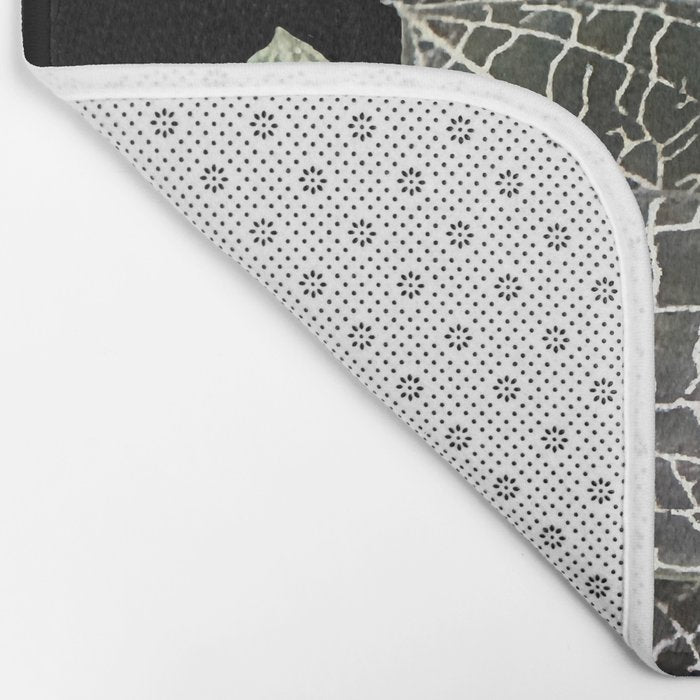 Elegant leaf skeleton foliage on black Bath Mat Gallery Image 2
