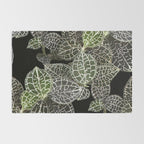 Elegant leaf skeleton foliage on black Rug Gallery Image 2