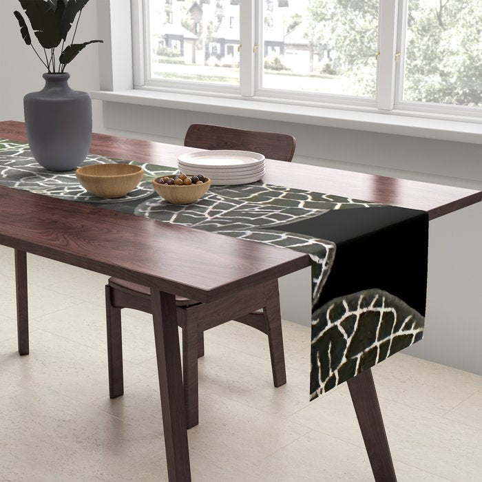 Elegant leaf skeleton foliage on black Table Runner Gallery Image 2