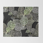 Elegant leaf skeleton foliage on black Throw Blanket Gallery Image 2