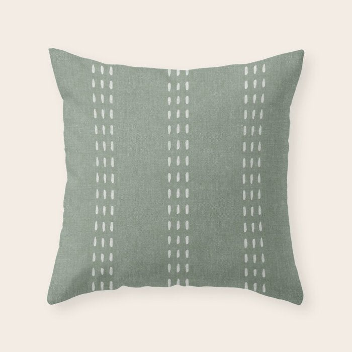 boho vertical stitch - sage Throw Pillow Gallery Image 6