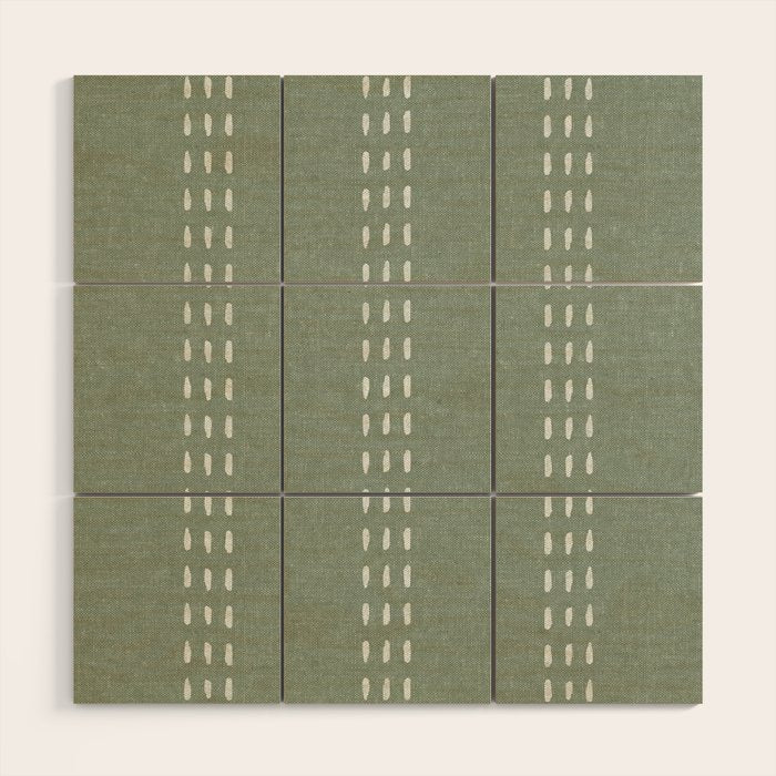 boho vertical stitch - sage Wood Wall Art Gallery Image 1