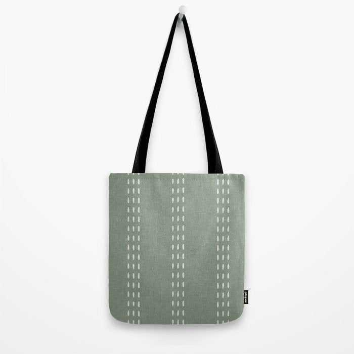 boho vertical stitch - sage Tote Bag Gallery Image 2