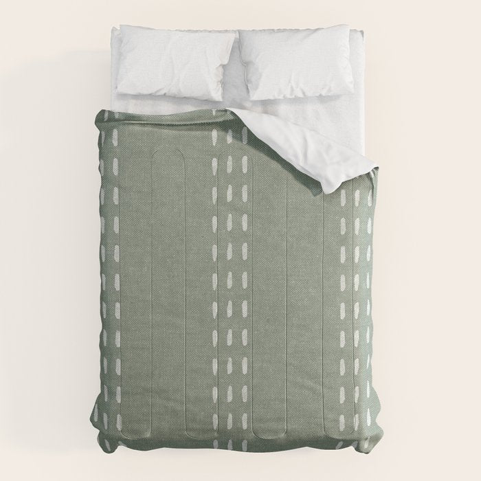 boho vertical stitch - sage Comforter Gallery Image 1