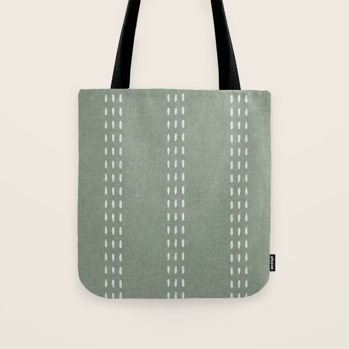 boho vertical stitch - sage Tote Bag Gallery Image 1