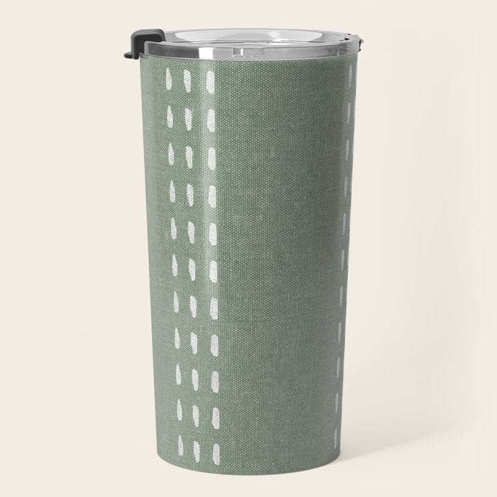 boho vertical stitch - sage Travel Mug Gallery Image 3