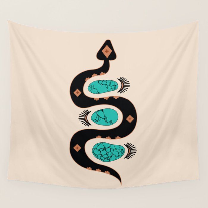 Southwestern Slither in Black Wall Tapestry Gallery Image 4