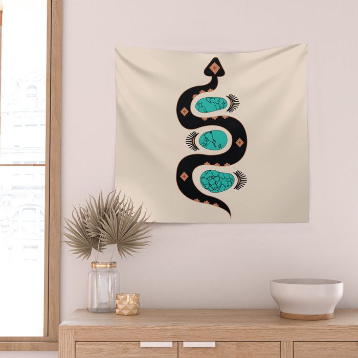 Southwestern Slither in Black Wall Tapestry Gallery Image 2
