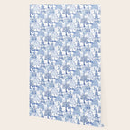 Pagoda Forest Blue and White Wallpaper Gallery Image 2
