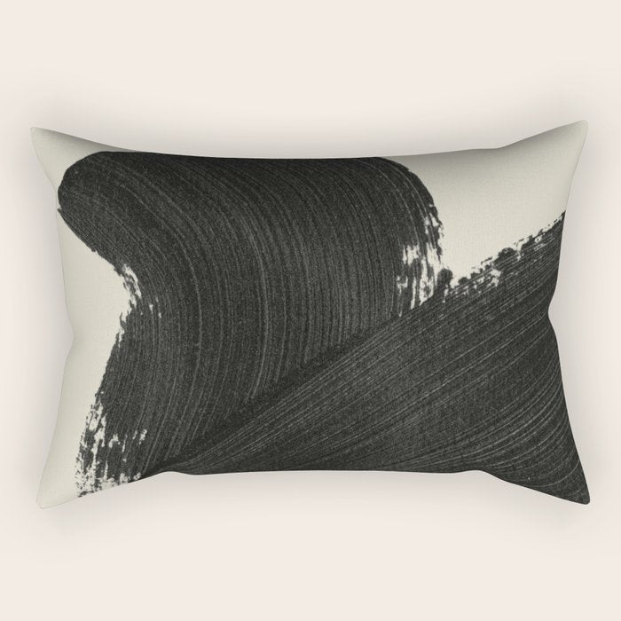 Abstract Paint Brush Stroke 1 -  Black and White Rectangular Pillow Gallery Image 1