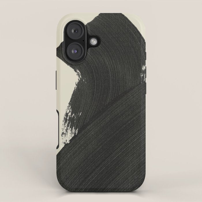 Abstract Paint Brush Stroke 1 -  Black and White iPhone Case Gallery Image 1