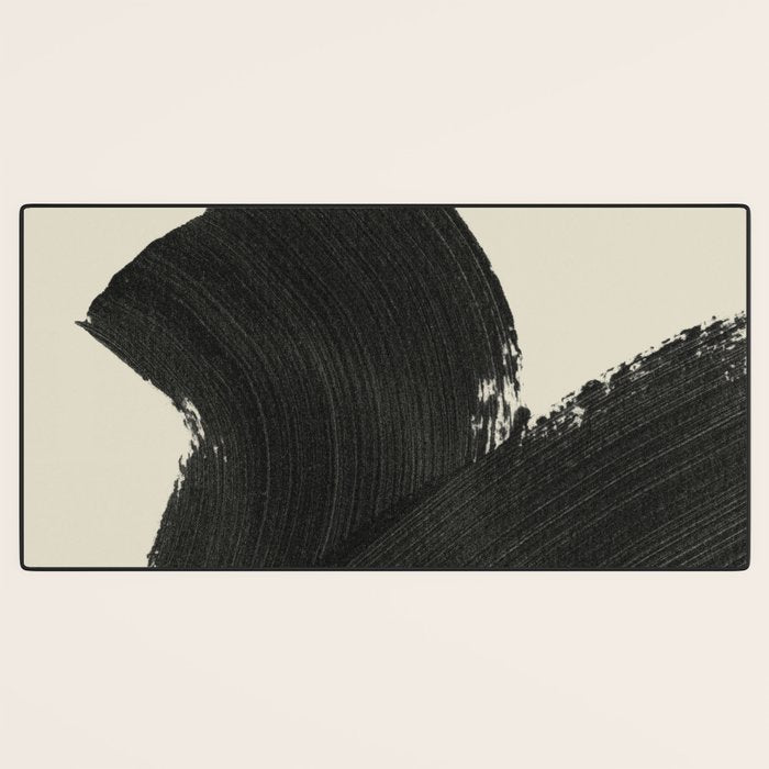 Abstract Paint Brush Stroke 1 -  Black and White Desk Mat Gallery Image 3