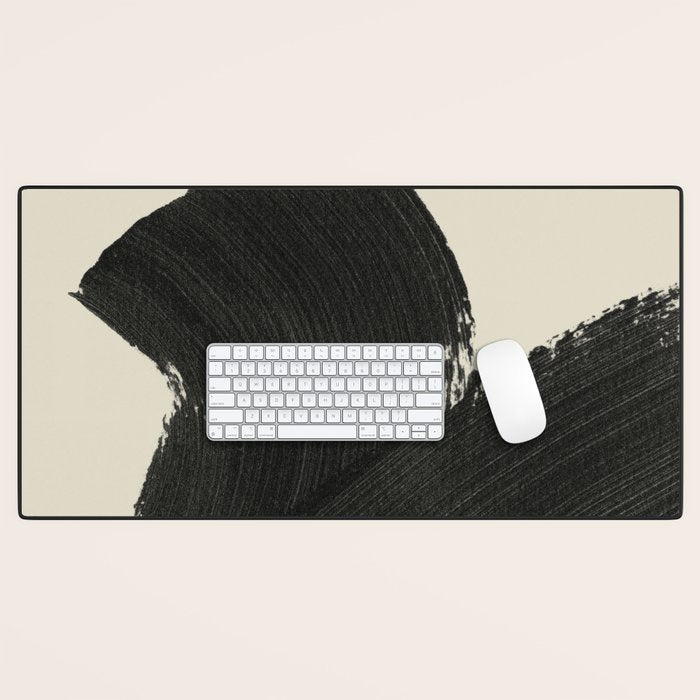 Abstract Paint Brush Stroke 1 -  Black and White Desk Mat Gallery Image 1