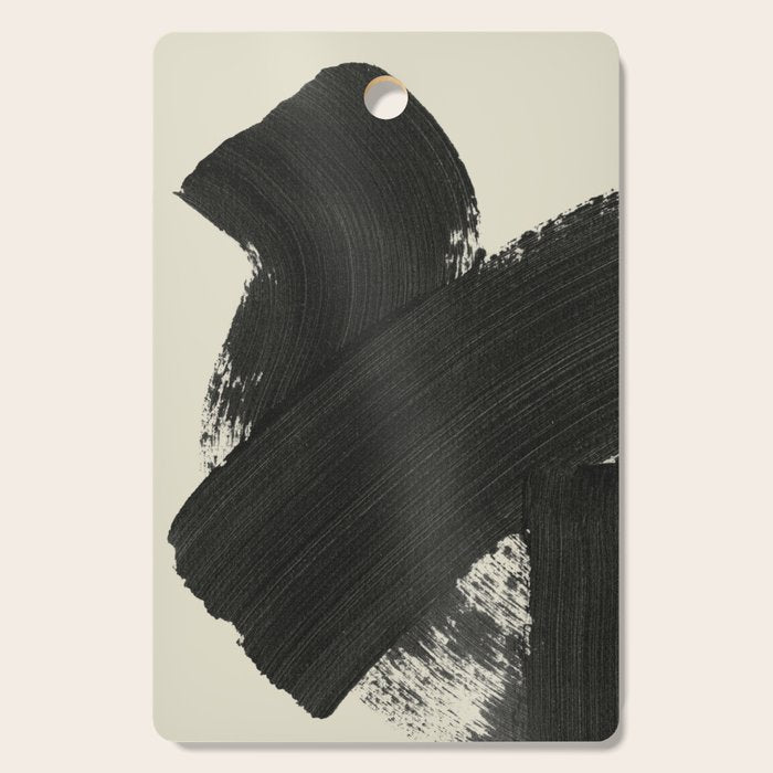 Abstract Paint Brush Stroke 1 -  Black and White Cutting Board Gallery Image 1