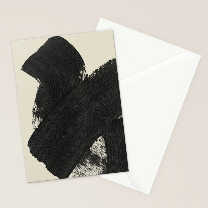 Abstract Paint Brush Stroke 1 -  Black and White Stationery Card Gallery Image 2
