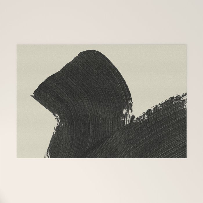 Abstract Paint Brush Stroke 1 -  Black and White Welcome Mat Gallery Image 1