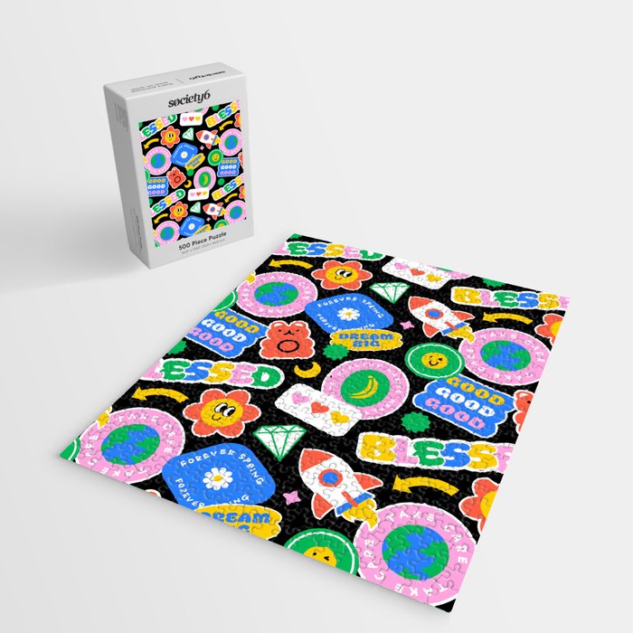 Retro cartoon sticker label pattern Jigsaw Puzzle Gallery Image 2