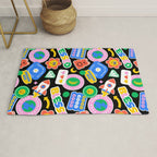 Retro cartoon sticker label pattern Rug Gallery Image 1