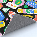 Retro cartoon sticker label pattern Rug Gallery Image 4