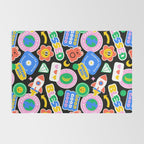 Retro cartoon sticker label pattern Rug Gallery Image 2