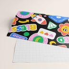 Retro cartoon sticker label pattern Wrapping Paper Gallery Image 2