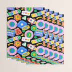 Retro cartoon sticker label pattern Wrapping Paper Gallery Image 3
