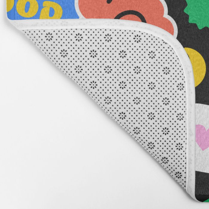 Retro cartoon sticker label pattern Bath Mat Gallery Image 2