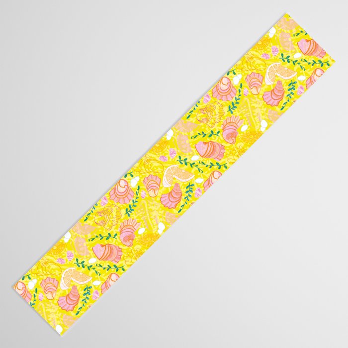 Coastal Oysters on the Beach in Lemon Yellow & Peach Table Runner Gallery Image 3