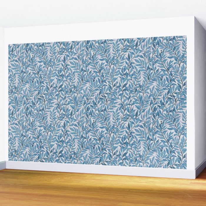Romantic Botanica - Foliage in Light Blue Wall Mural Gallery Image 2
