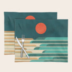 Chasing wave under the red moon Placemat Gallery Image 1