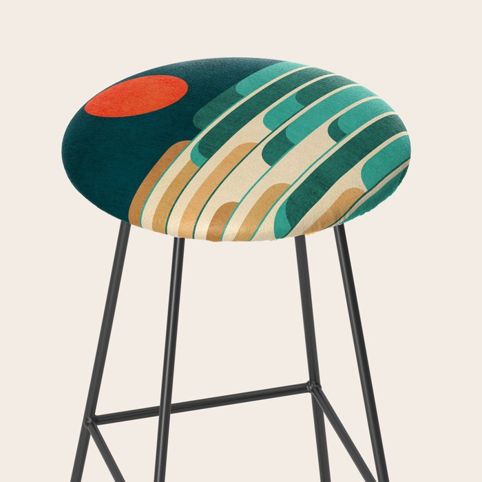 Chasing wave under the red moon Stool Gallery Image 2