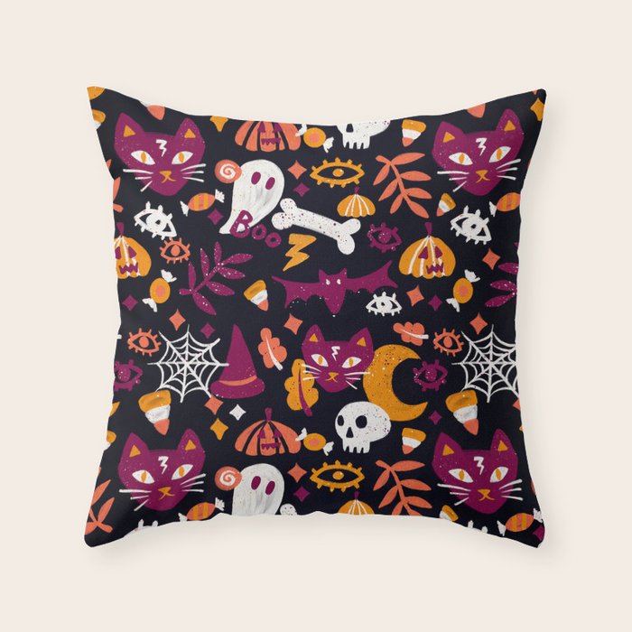 Trick or Treat Yourself - Charcoal Throw Pillow Gallery Image 6