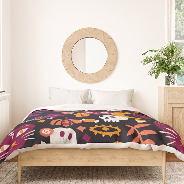 Trick or Treat Yourself - Charcoal Duvet Cover Gallery Image 3