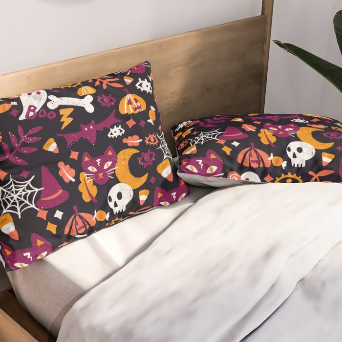 Trick or Treat Yourself - Charcoal Pillow Sham Gallery Image 2