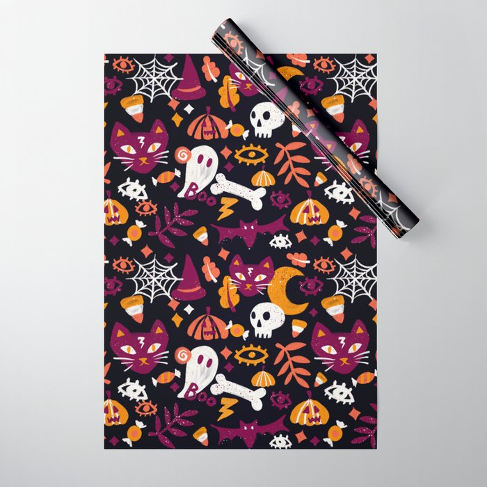 Trick or Treat Yourself - Charcoal Wrapping Paper Gallery Image 1