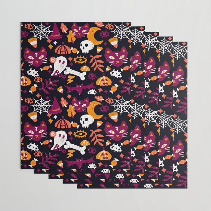 Trick or Treat Yourself - Charcoal Wrapping Paper Gallery Image 3