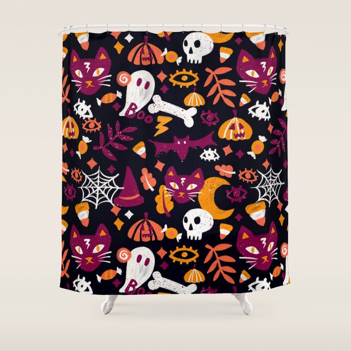 Trick or Treat Yourself - Charcoal Shower Curtain Gallery Image 1
