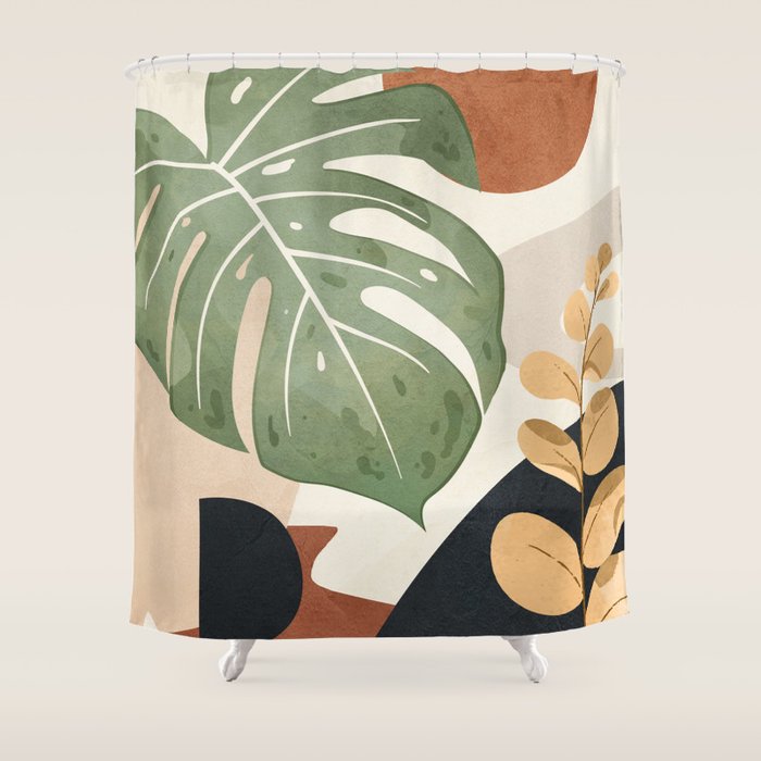 Branches and Leaves in an Abstraction 01 Shower Curtain Gallery Image 1