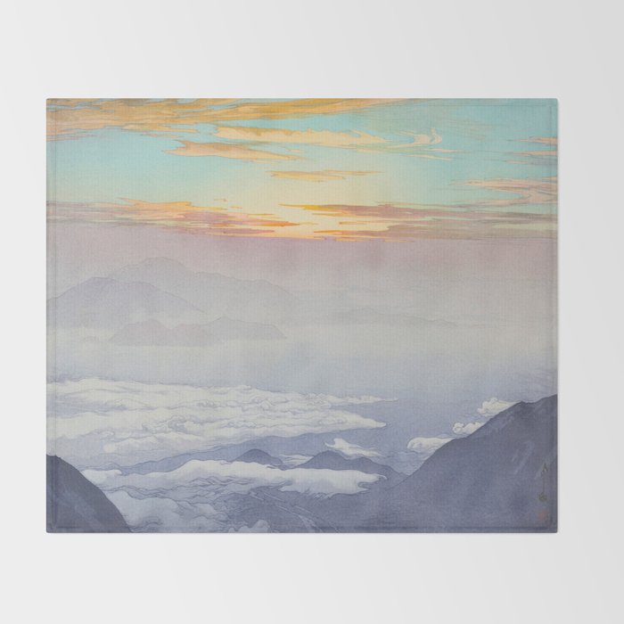 Sea of Clouds (Unkai, Ho-o-San) Hiroshi Yoshida Modern Japanese Woodblock Print Throw Blanket Gallery Image 2