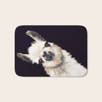 Sneaky Llama in Black Bath Mat Gallery Image 1